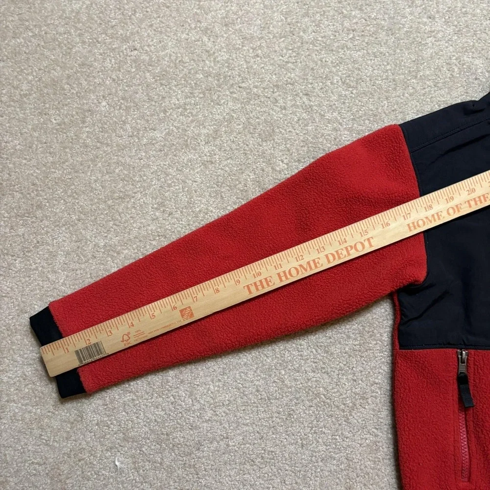The North Face Denali Jacket Boys Small 7/8 Red Black Fleece Full Zip Pockets